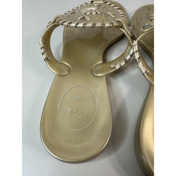 JACK ROGERS Womens Georgica Jelly Sandals 7 Gold Whip Stitch Summer Boho Preppy - Picture 7 of 13